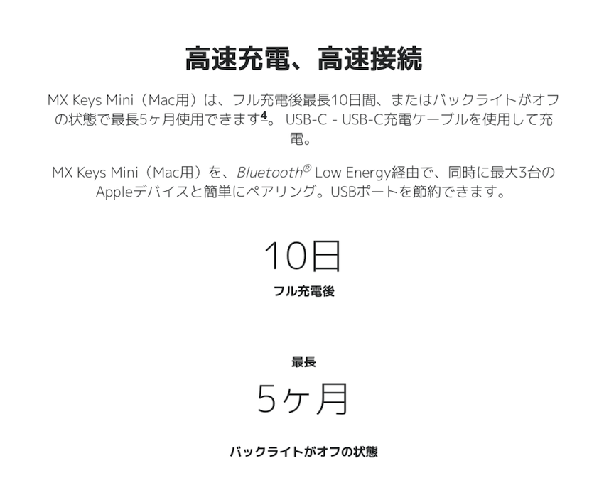 ミニマリスト キーボード Logicool MX KEYS mini for Mac KX700MPG ライトニングケーブル